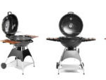 Set with modern barbecue grill on white background