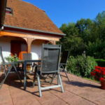 Beautiful guesthouse with terrace in Alsace, France. Alpine styl